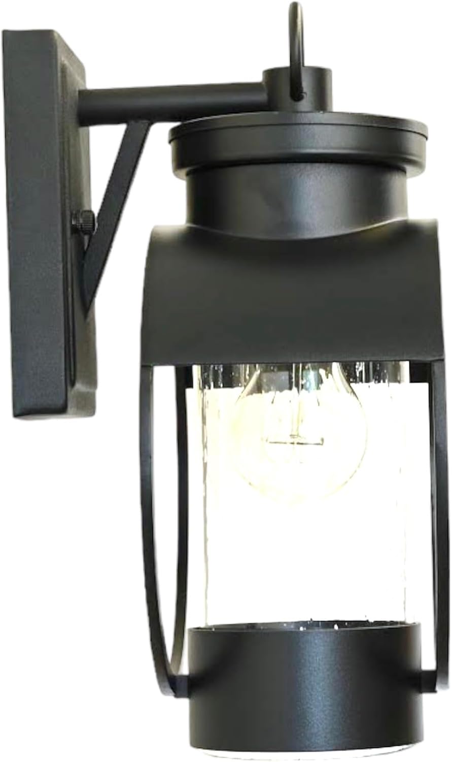 Muskoka Lifestyle Products Black Outdoor Weatherproof Wall Sconce Light Fixture, Rustic Porch Light, Entryway Light, Outdoor Wall Sconce Lantern