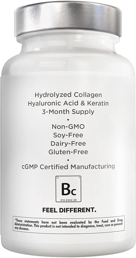 Amen Biotin Collagen Vitamins+ Advanced Hair, 10,000mcg Biotin, 3-Month Supply, 90 Capsules