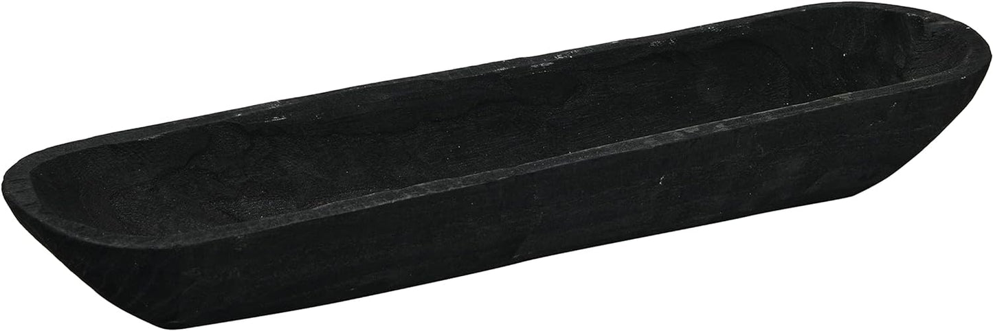 Creative Co-Op Decorative Paulownia Wood Bowl, Black