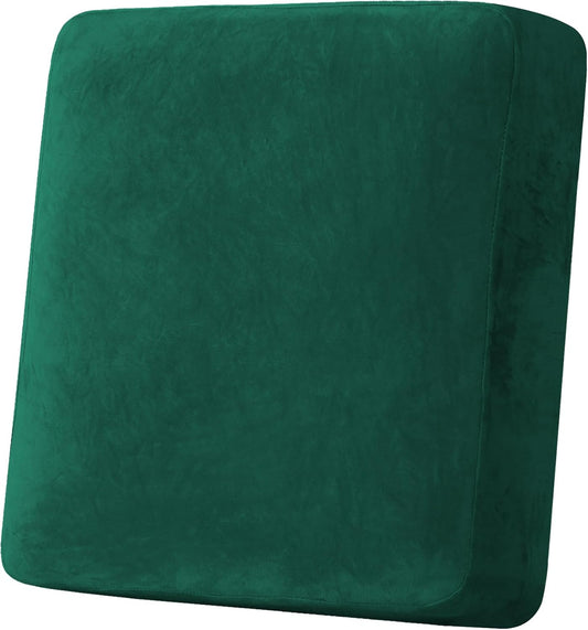 H.VERSAILTEX Velvet Stretch Couch Cushion Cover Plush Cushion Slipcover for Chair Cushion Furniture Protector Seat Cushion for Sofa Cover (1 Piece Armchair Cushion Covers, Vintage Green)