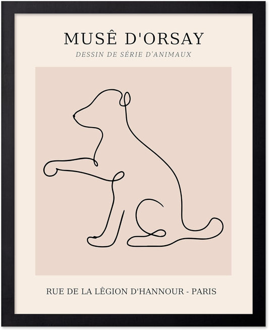 Poster Master Vintage Poster - Retro One Line Dog Drawing Print - Dog Art - Minimal Gift for Men, Women, Animal Lover - Abstract Wall Decor for Home, Office, Bedroom - 11x14 UNFRAMED Wall Art