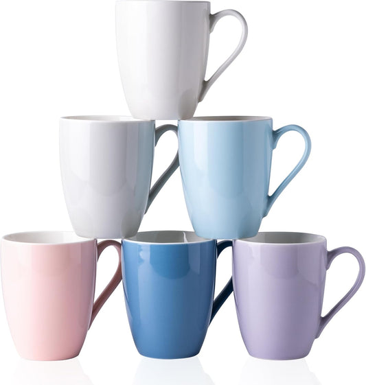 GBHOME 16oz Coffee Mugs Set of 6, Large Ceramic Coffee Mugs for Man, Woman, Dad, Mom, Modern Coffee Mugs Set with handle for Tea/Latte/Cappuccino/Milk/Cocoa. Dishwasher&Microwave Safe,MultiColor