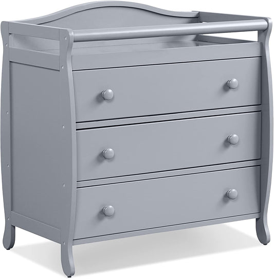 Costzon 3-Drawer Changing Table, Infant Diaper Changing Station with Drawers, Safety Rails & Strap, Baby Changing Table Dresser for Nursery, Easy Assembly (Gray)