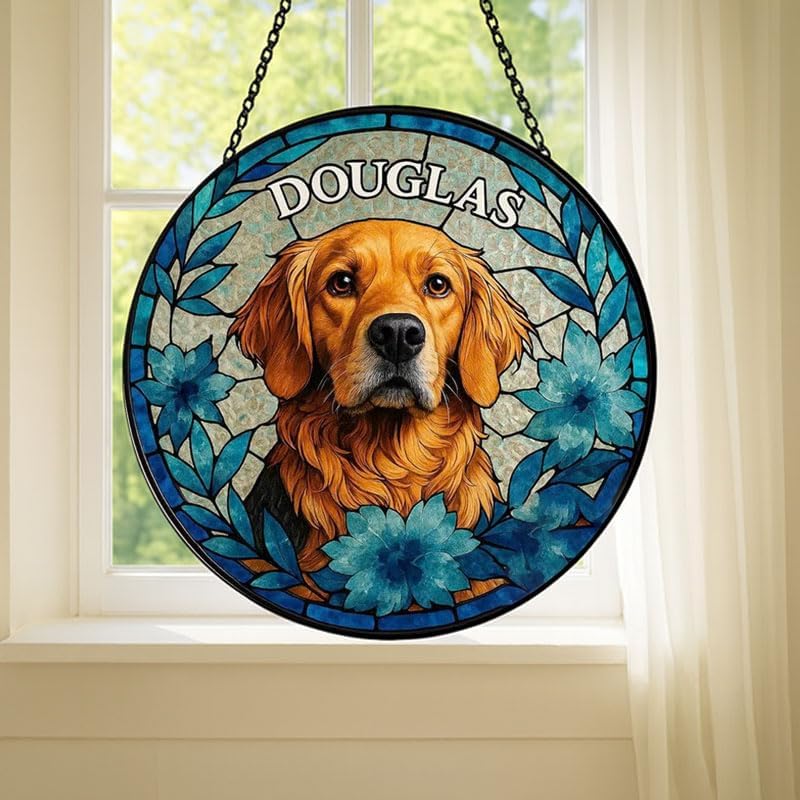 Custom Pet Glass Artwork Hanging, Personalized Dog or Portrait Window Ornament, Unique Memorial Keepsake Gift for Pet Lovers