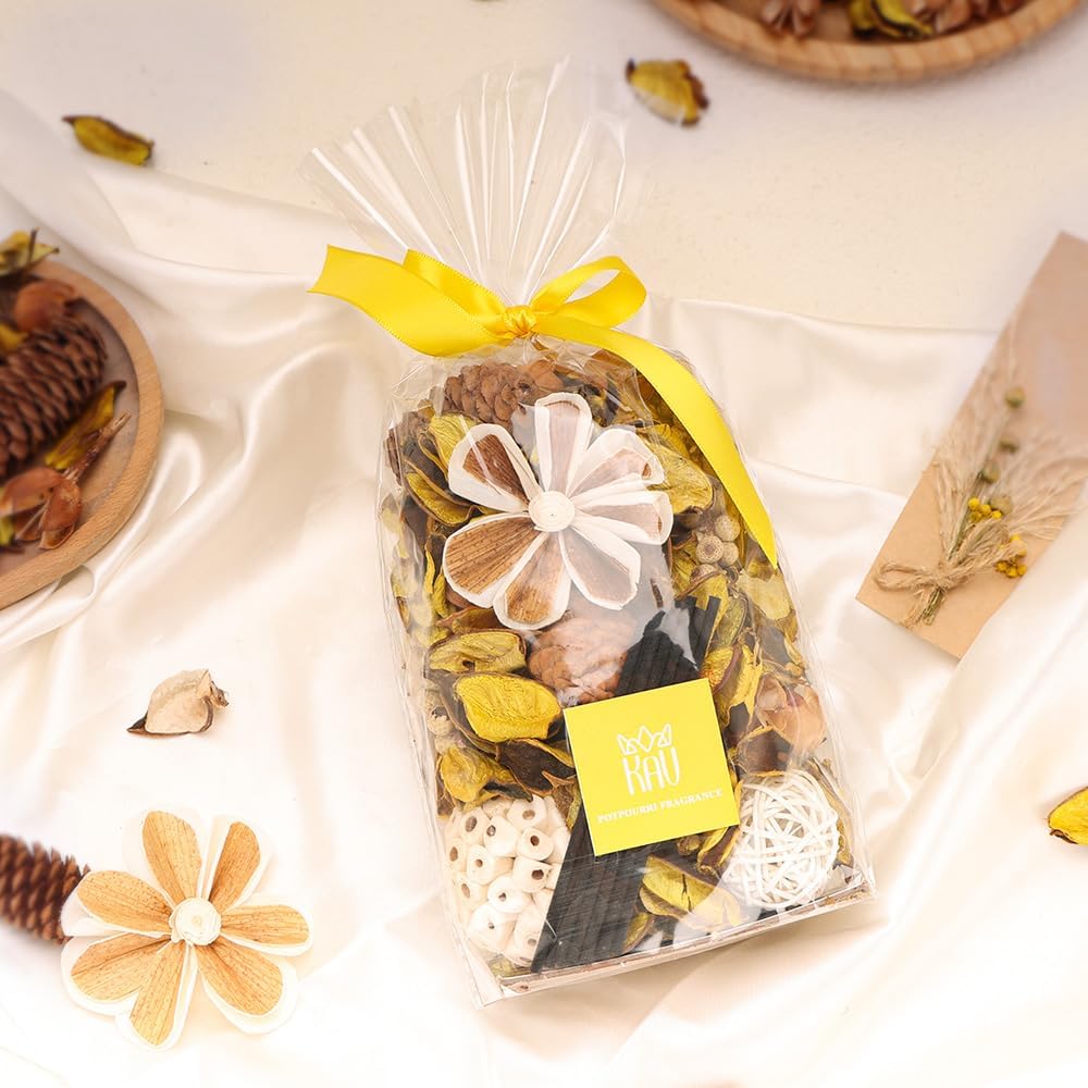 Potpourri Bowl Filler, Spring Pot pourri Dried Flower Vase Fill Mix, Home Decor Scented Dry Poporri, 3 Color Options Natural Flower Home Decor (Yellow)