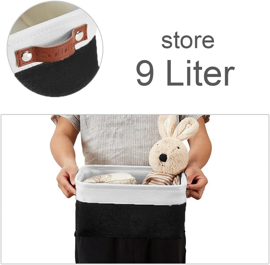 DECOMOMO Small Storage Basket, Closet Storage Bins, Baskets for Organizing Shelves (Black & White, Small - 6 Pack)