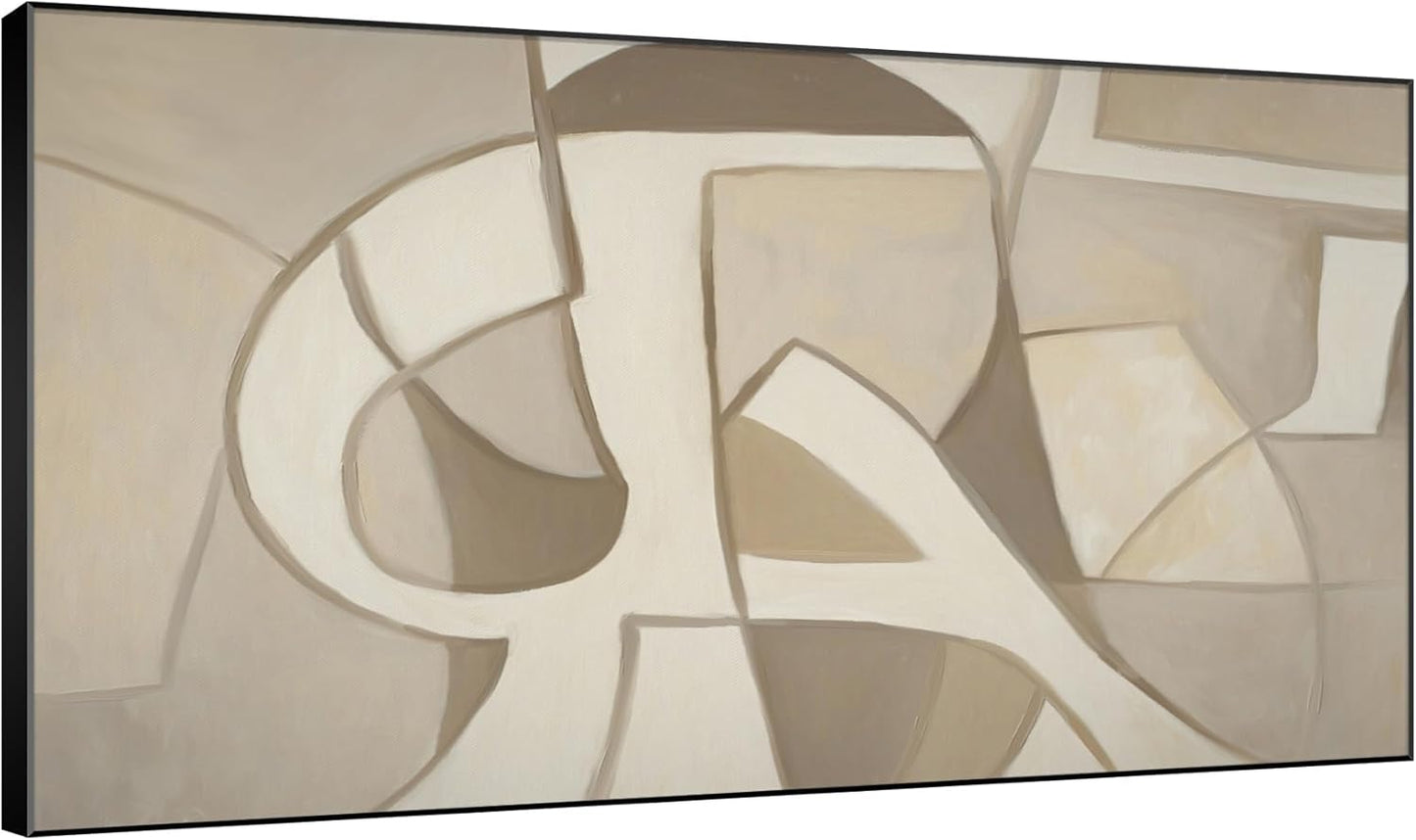 SIGNWIN 30"x60" Extra Large Framed Wall Art Neutral Abstract Geometric in Mid-Century Style, Retro-Inspired Design for Home Living Room Bedroom Decor (Frame Assembly Required)