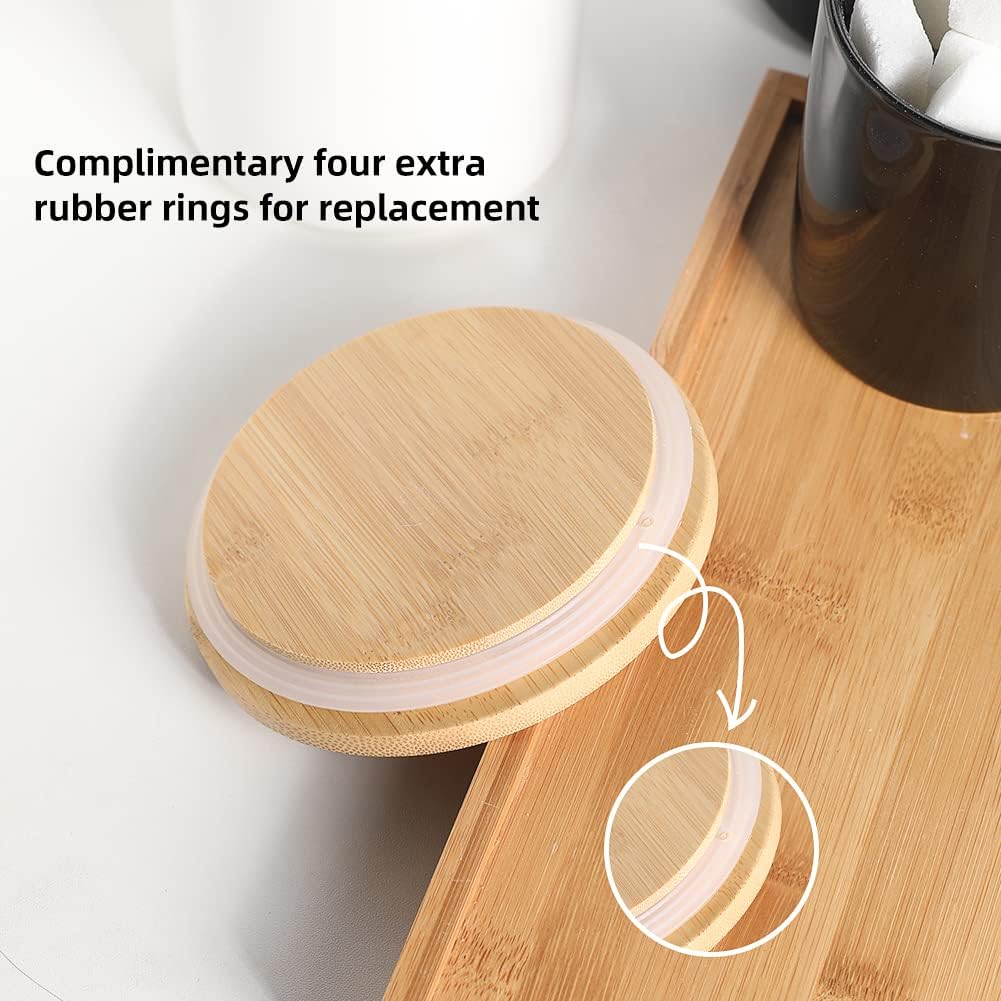 Sweejar Kitchen Canisters Ceramic Food Storage Jar Set, Stackable Containers with Airtight Seal Bamboo Lid for Serving Ground Coffee, Tea,Grains, Herbs,Sugar, Salt and More - Pack of 4（Gray）