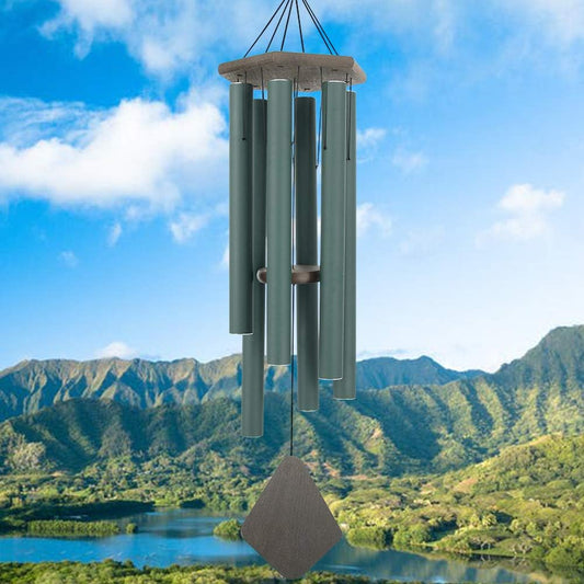 Wind Chimes Outdoor Large Deep Tone, 44 Inches Sympathy Wind Chimes Tuned Soothing Melody, Memorial Wind-Chime with 6 Heavy Tubes for Outside Decoration, Garden/Yard. Green