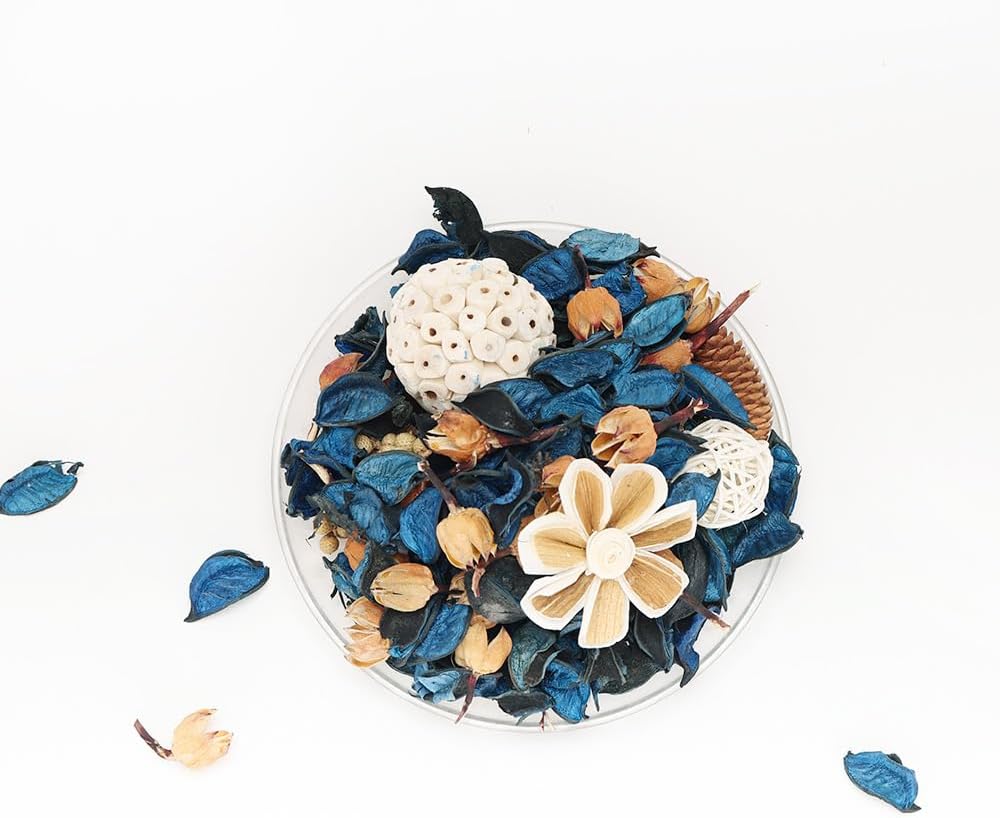 Potpourri Bowl Filler, Spring Pot pourri Dried Flower Vase Fill Mix, Home Decor Scented Dry Poporri, 3 Color Options Natural Flower Home Decor (Blue)