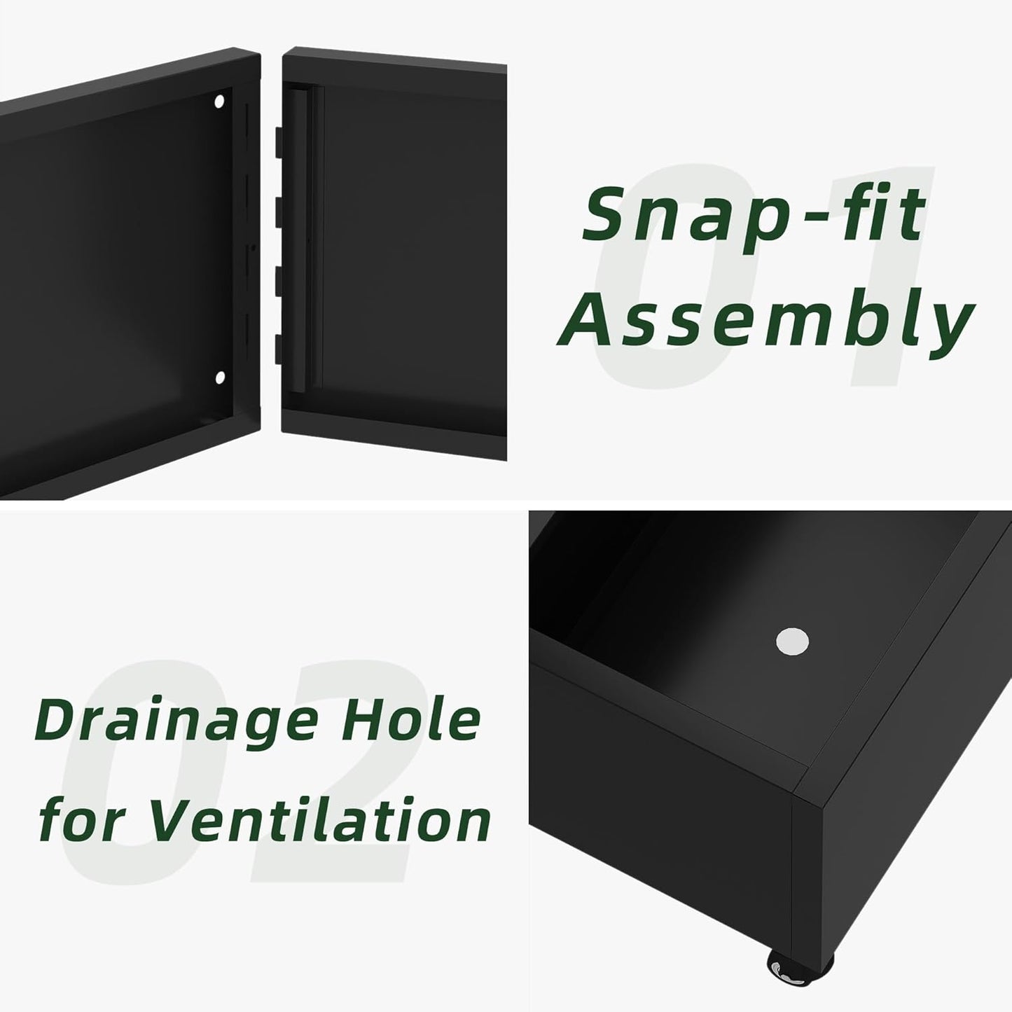 Casaphoria Metal Raised Garden Bed with Trellis and Wheels, 72"x47"x16" Planter Box for Climbing Plants, Vegetables & Vines, Features Drainage Holes and Privacy Screen, Black(Net&Helen)