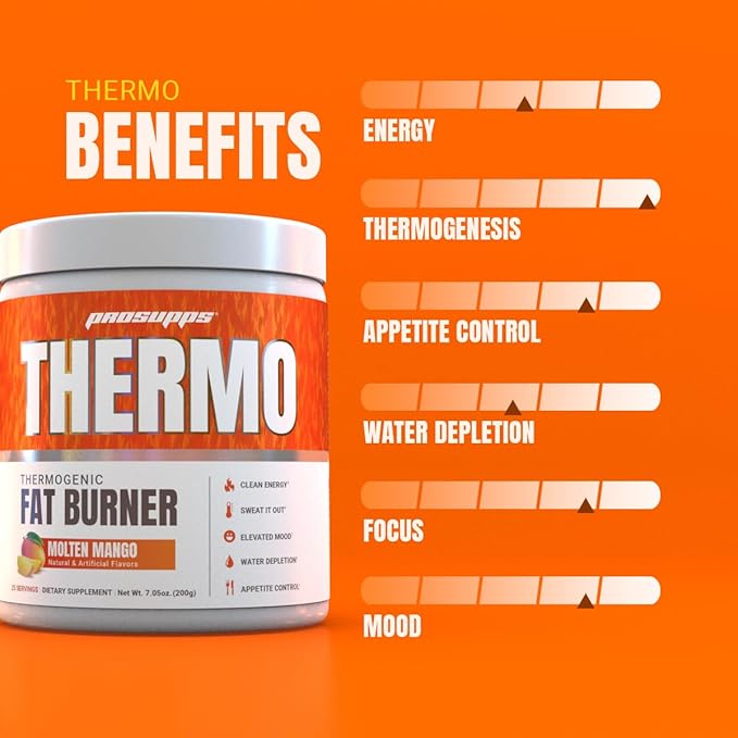 PROSUPPS Thermo Fat Burning Thermogenic Powder - Weight Management and Pre Workout - Energy, Mood, Appetite Control (Molten Mango)