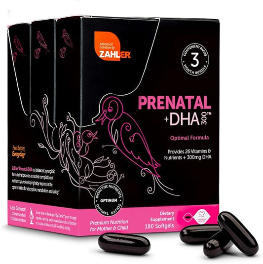 Zahler Prenatal Vitamin with DHA & Folate - DHA Supplements & Prenatal Multivitamin for Mother and Child - Kosher Prenatal DHA Prenatal Vitamins with Iron, Pre Natal Softgels (180 Count (Pack of 1))