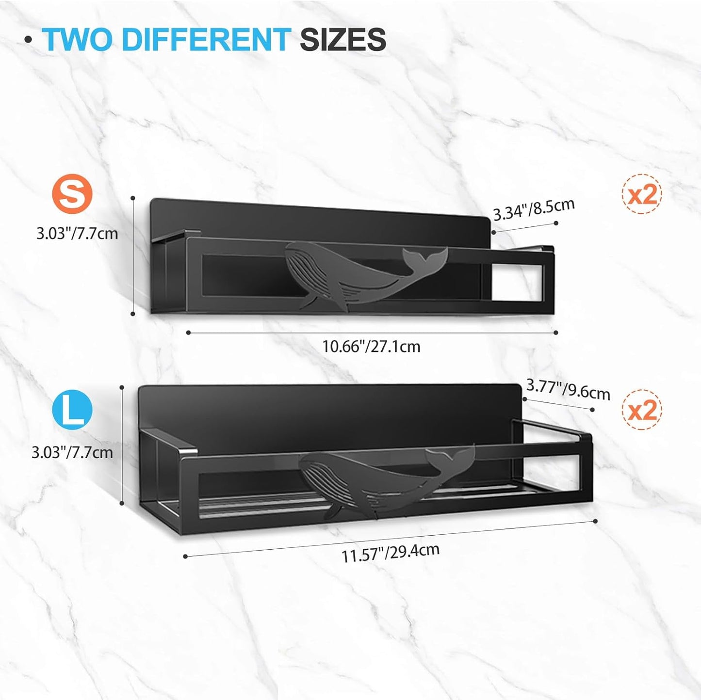 Magnetic Spice Rack for Refrigerator, 4-Pack Metal Seasoning Organizer for Kitchen Storage Organization, Magnetic Shelf for Fridge Space Saving Spice Organizer, Black