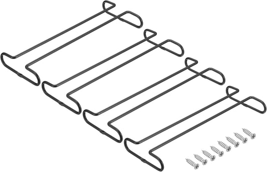 uxcell Wine Glass Rack Under Cabinet, 4Pcs 10-Inch Stemware Wine Glass Hanging Rack Stainless Steel Wine Glass Organizer Storage Hanger for 5.5mm Stemware Column, Black