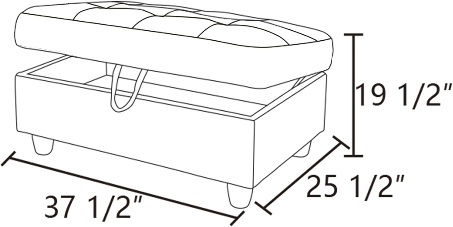 Ottoman Rectangular Storage Ottoman Bench, Footrest Stool Footstool with Lid for Living Room, Bedroom, Entryway, Brown, 37.5"x25.5"x19.5"