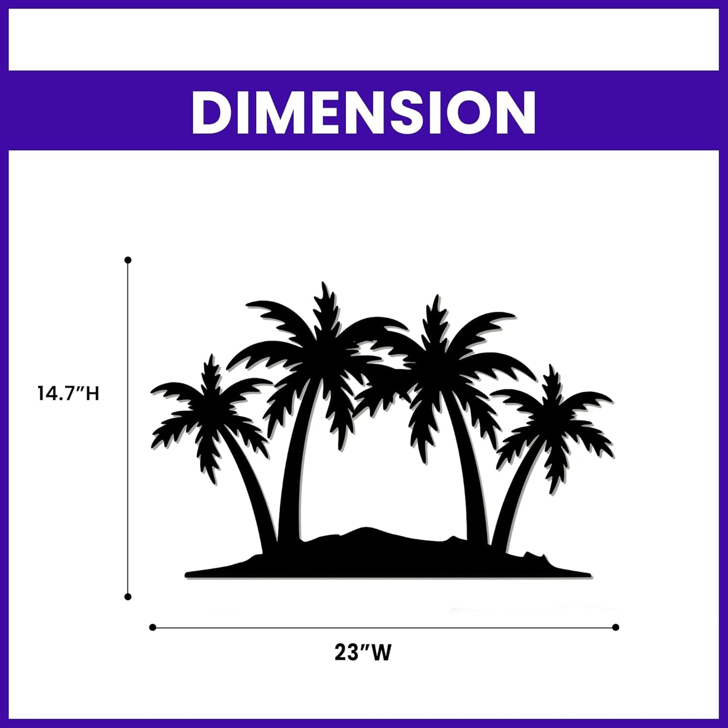 METALPLEX Palm Tree Metal Wall Art - Durable And Rust-free Indoor & Outdoor Aluminum Composite Wall Decor - Home Decor Wall Art For Living Room And Bedroom Decorations - Black (23"x14.7")