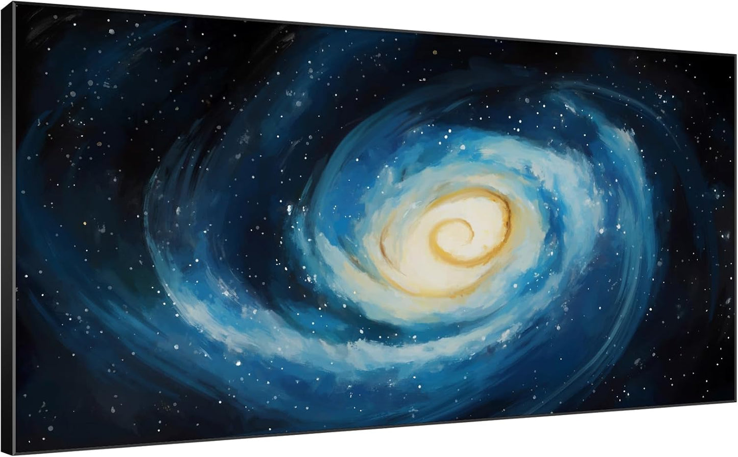 SIGNWIN 36"x72" Extra Large Framed Wall Art Spiral Galaxy Vivid Blue and Yellow Cosmic Space Illustration for Home Living Room Bedroom Decor (Frame Assembly Required)