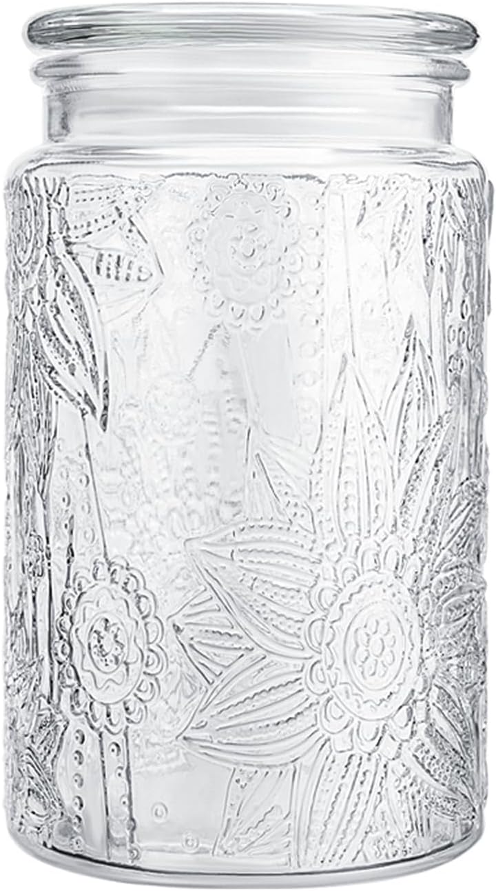 32oz Vintage Glass Jar With Lid, Glass Storage Containers, Airtight Kitchen Storage Containers For Sugar, Coffee, Tea, Spice, Flour, Candy Cookie, Pasta, Cereal, Cute Decorative Jars