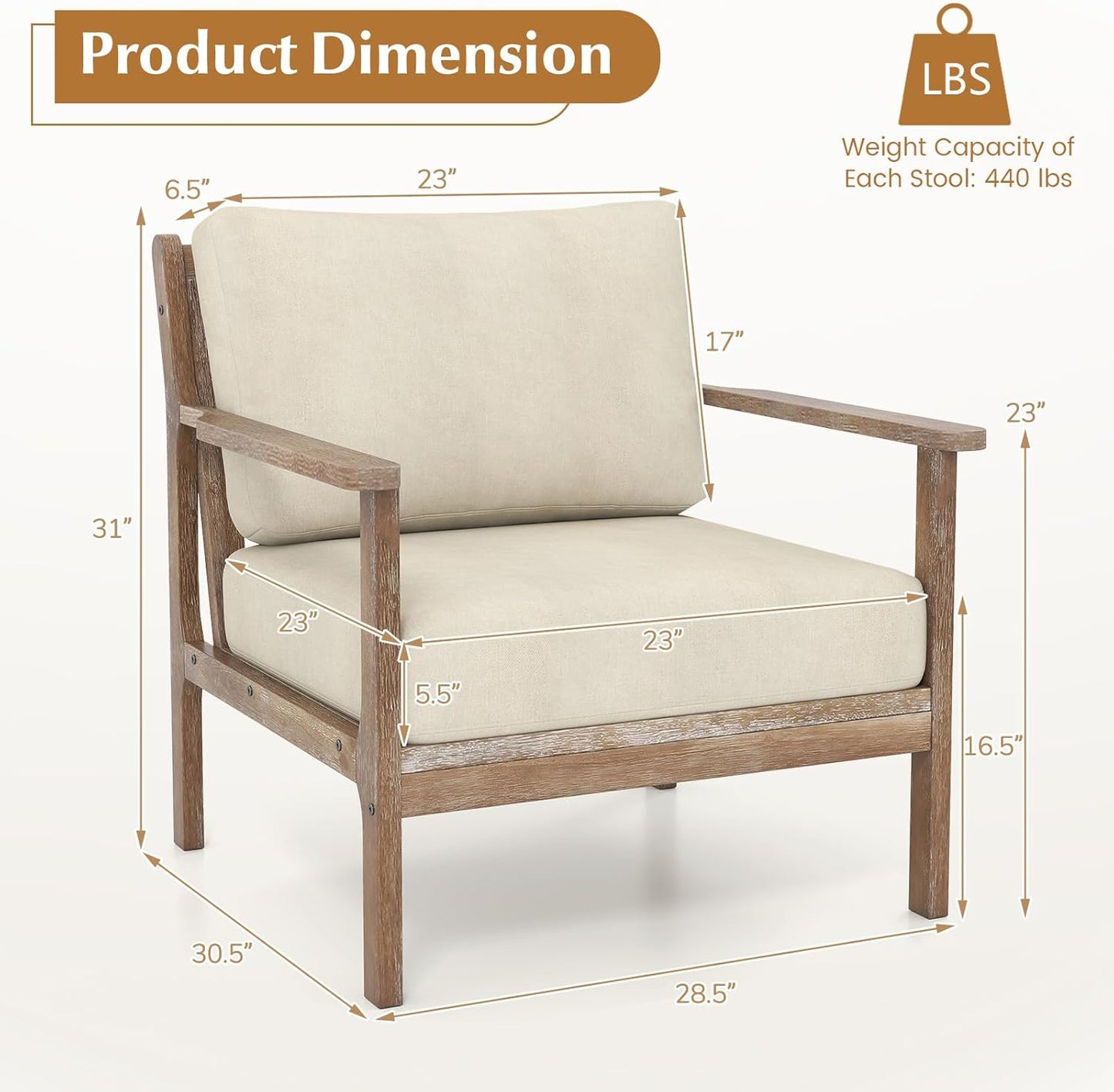 Giantex Mid Century Modern Accent Chair, Wooden Arm Chair w/Solid Wood Frame, Removable Seat Cushion & Pillow, Vintage Comfy Reading Chair for Living Room, Bedroom, Study