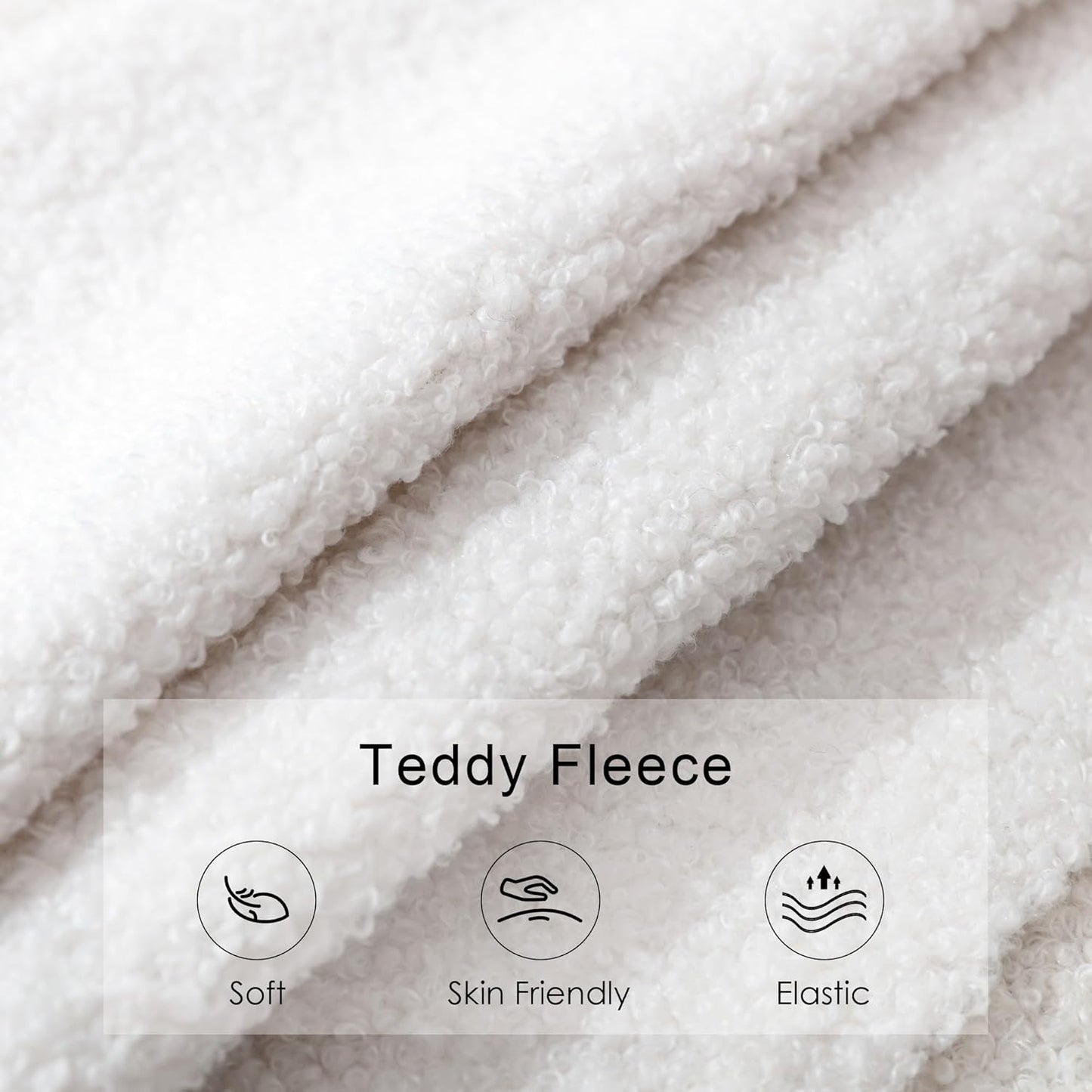 43.3" Bedroom Bench, Upholstered Entryway Bench, Modern End of Bed Ottoman with Solid Wood Legs and Adjustable Foot Pegs for Entryway, Dining Room and Living Room (White Teddy)