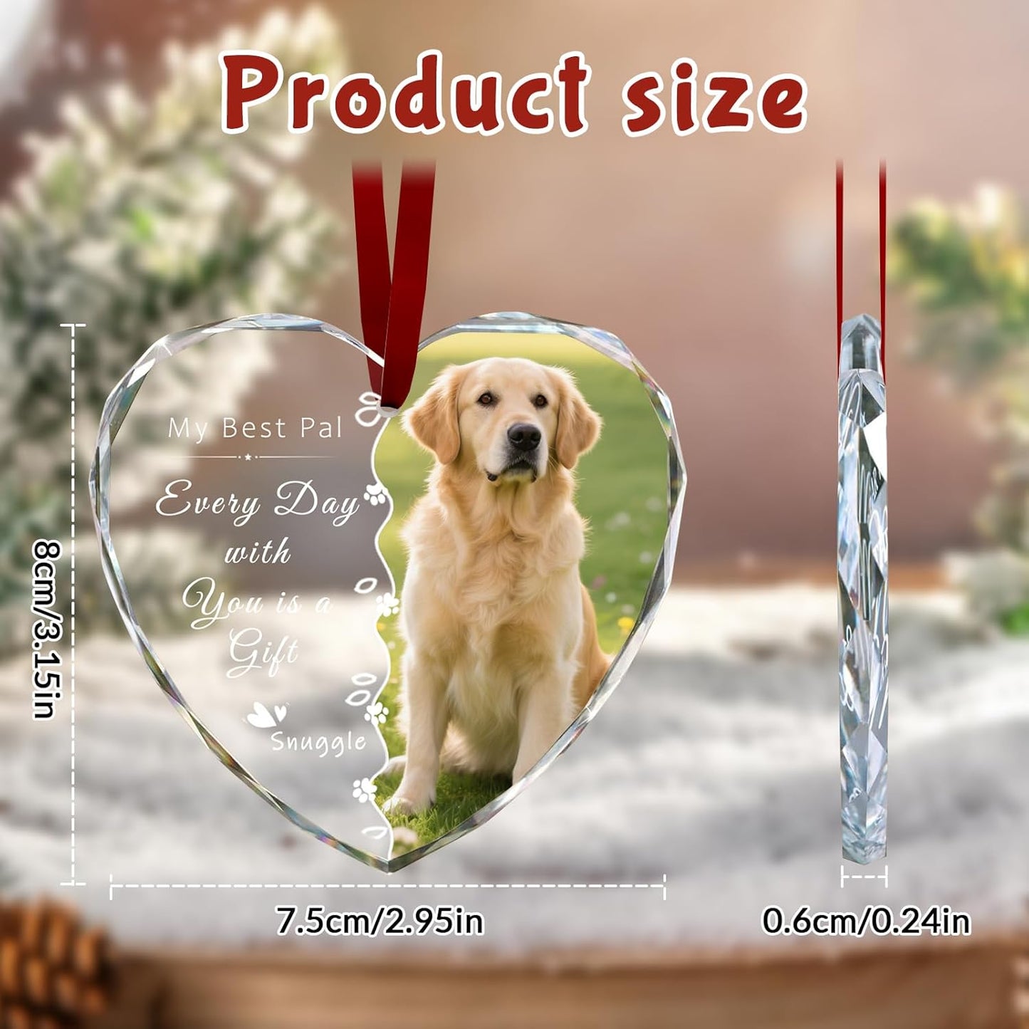 Custom Christmas Ornament Glass-Personalized Christmas Ornaments with Photo/Name/Date/Text,Wedding Christmas Birthday Baby Gifts (Color 5)