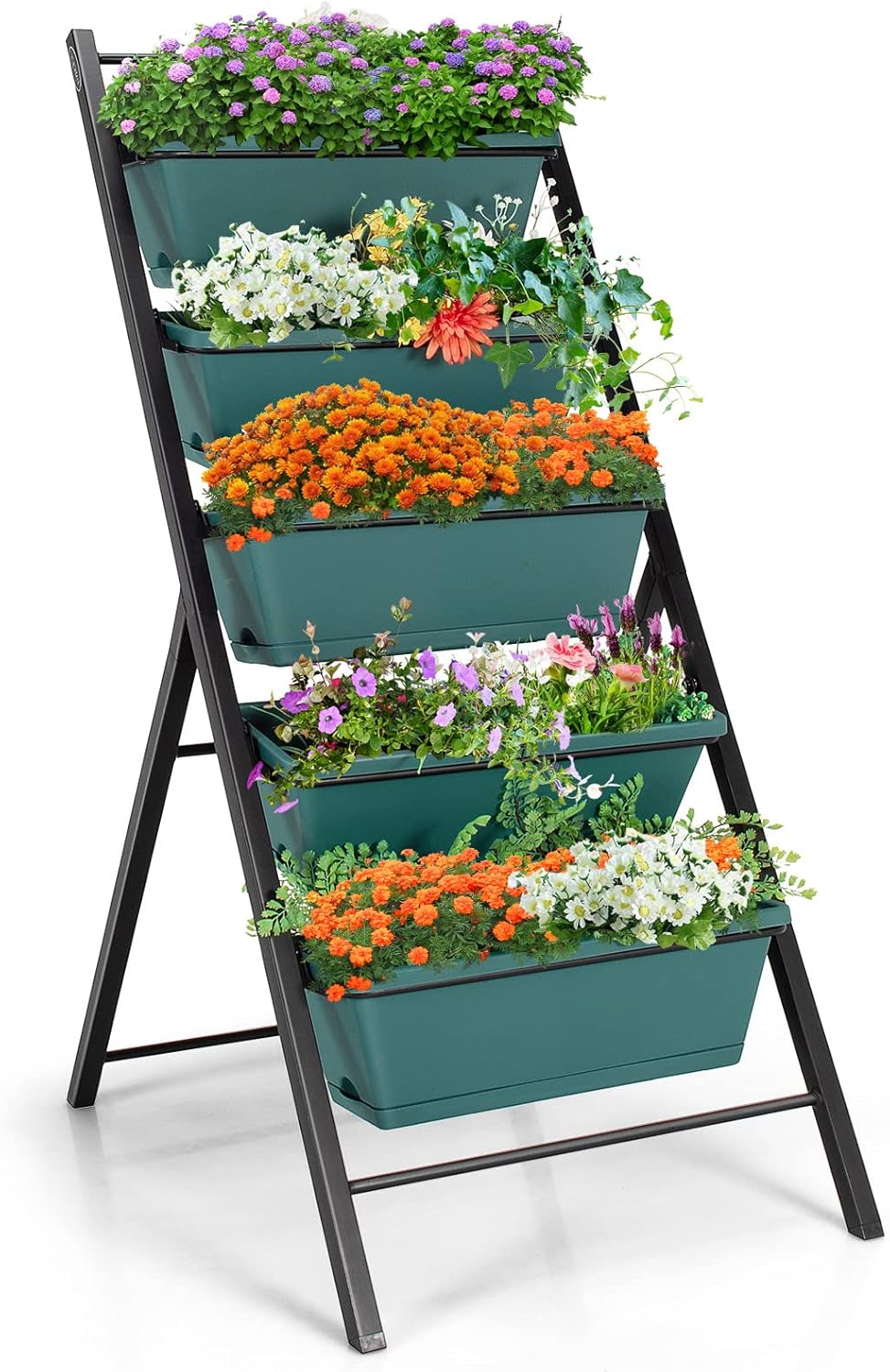 S AFSTAR 5-Tier Vertical Garden Planter, 5-Layer Raised Garden Bed with 5 Detachable Planter Boxes & Metal Frame, Indoor Outdoor Elevated Planting Containers for Flower Vegetables Fruit Herbs