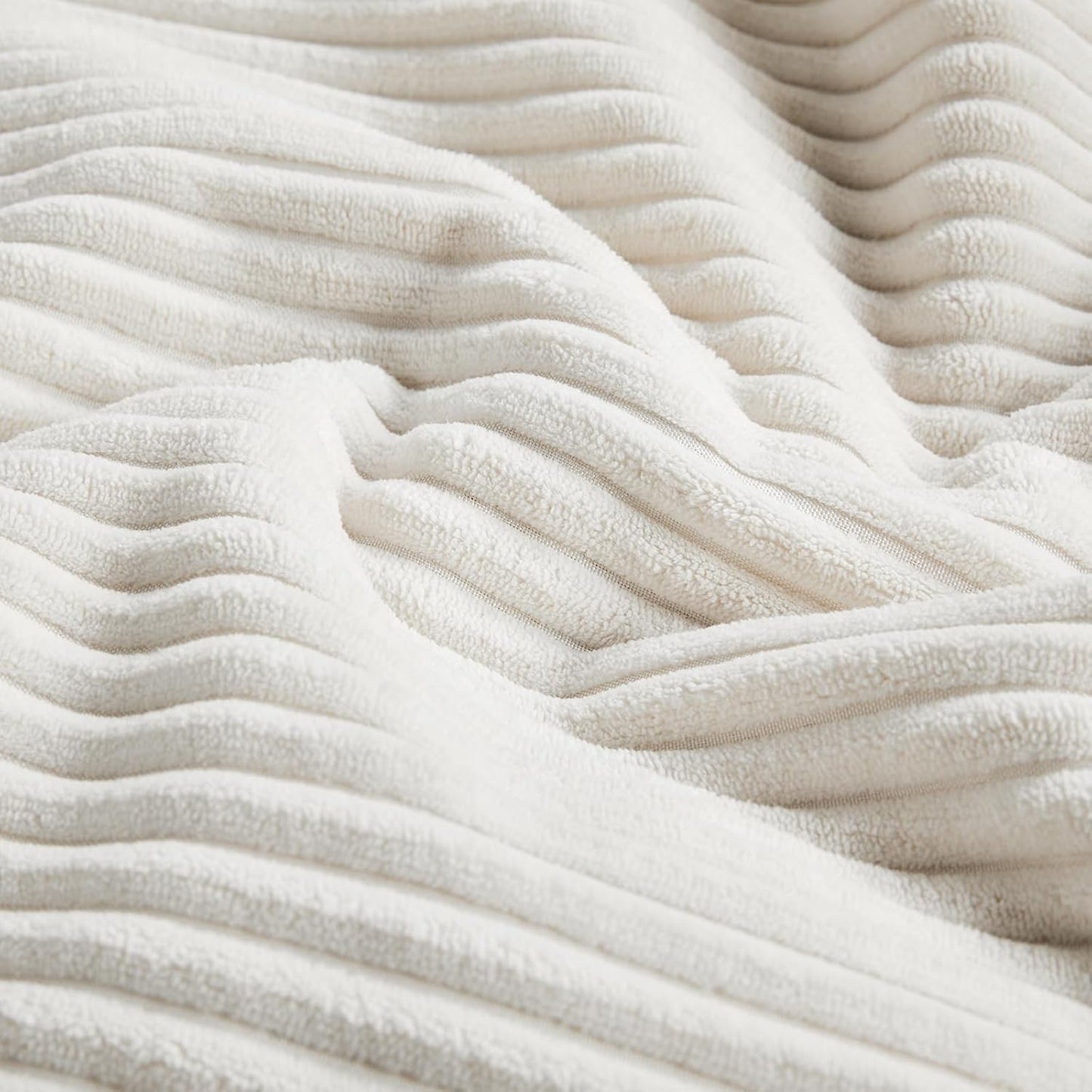 Fancy Homi 2 Packs Cream White Big Decorative Throw Pillow Covers 24x24 Inch for Living Room Couch Bed, Farmhouse Boho Home Decor, Soft Corss Corduroy Patchwork Accent Square Cushion Case 60x60 cm