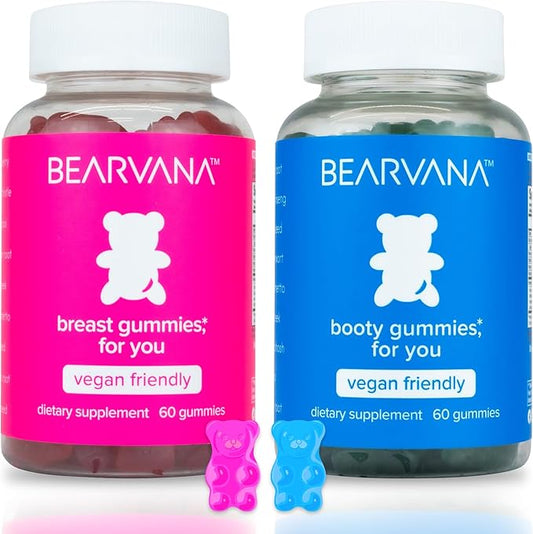 BEARVANA Bum & Chest Support Gummies for Women | Workout Enhancement | Berry Flavored | Essential Herbs | Multivitamins | Combo Pack Growth Gummies | Women’s Fitness Supplement (120 Count)