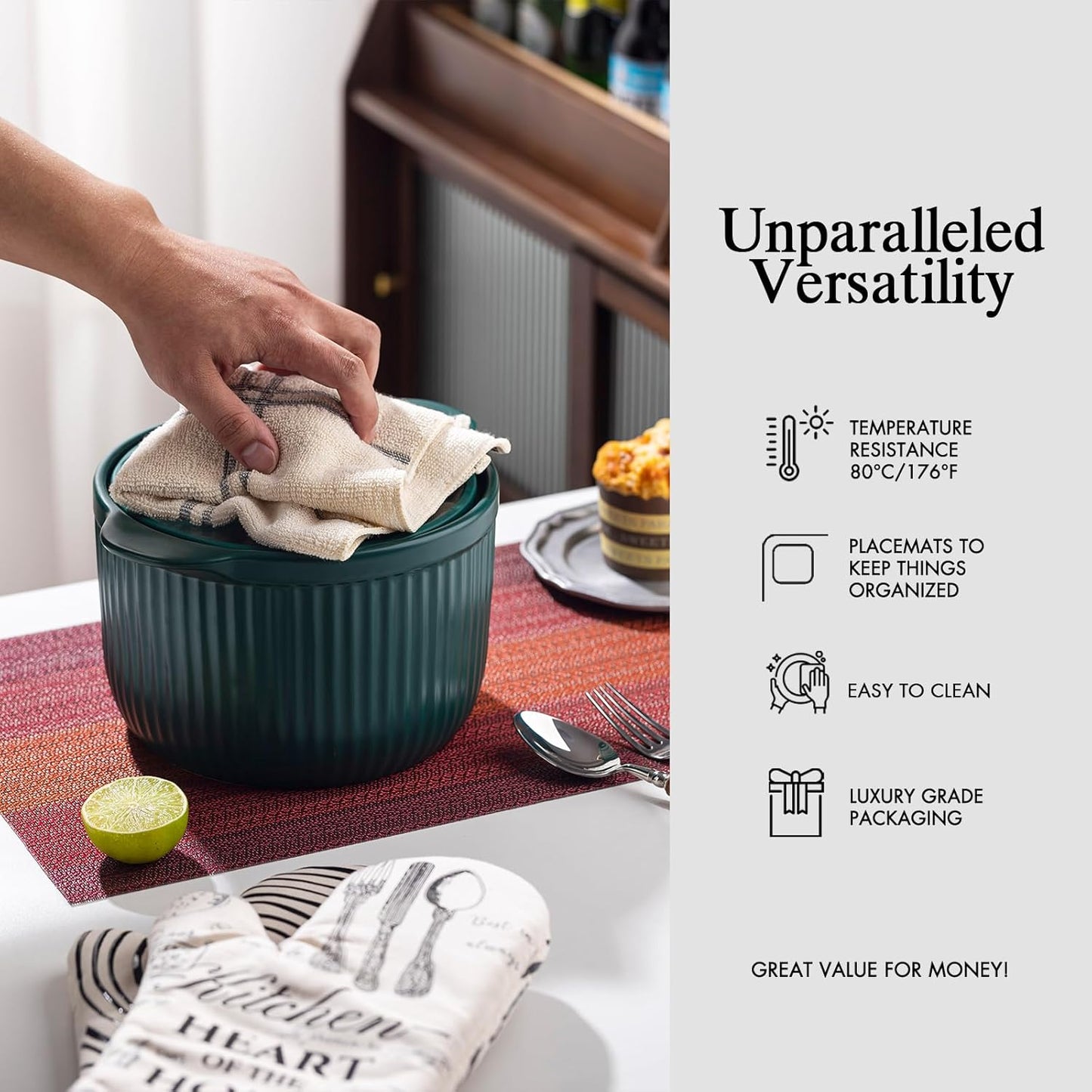 Placemats Set of 12 - Easy Clean Woven Vinyl Placemats for Dining Table, Indoor/Outdoor Place Mats, Washable PVC Table Mats（Pomegranate Parade）