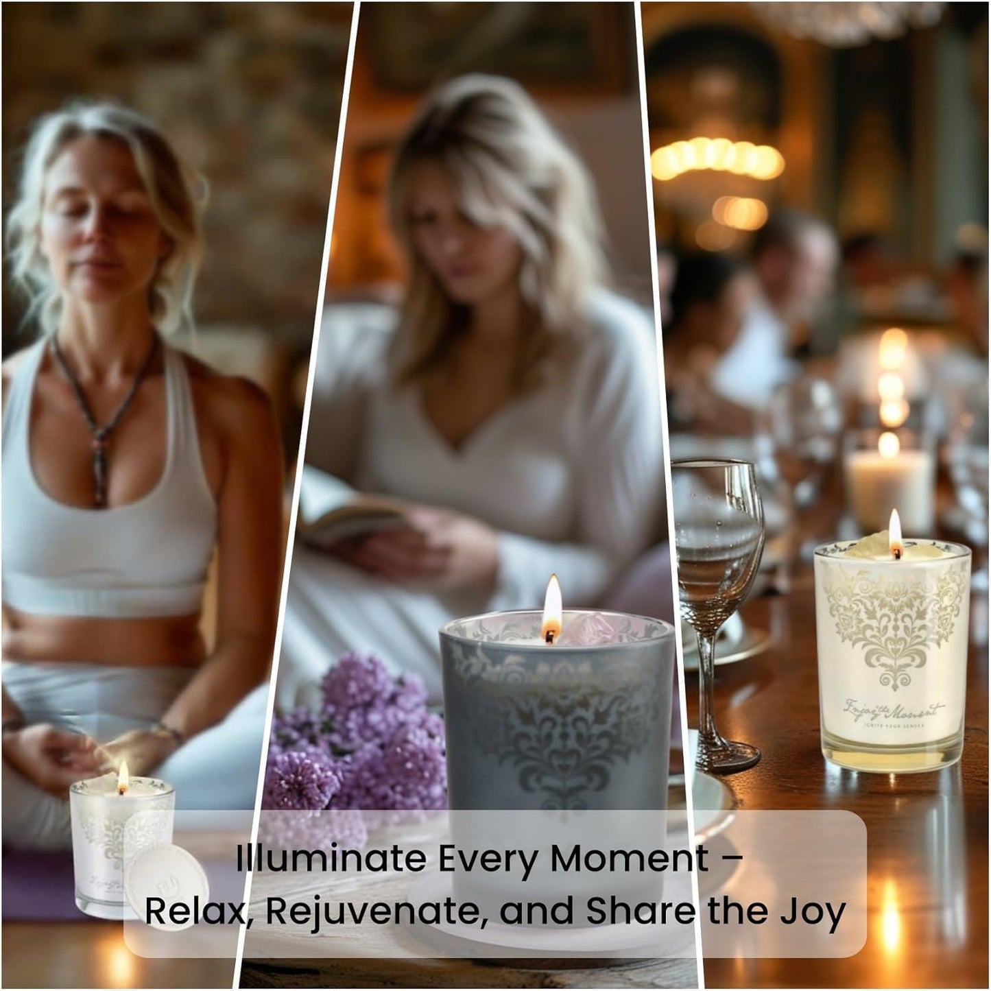 Luxury Scented Candles Gift Set – 3 Crystal Soy & Beeswax Aromatherapy Candle with Snuffer Lid & Wick Trimmer,7oz/each | Floral & Citrus Scents, Candle for Women, candles for home Scented & Relaxation