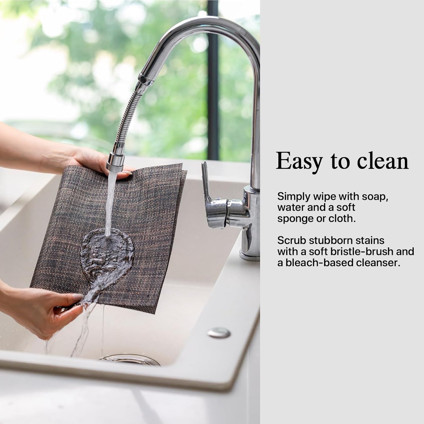 Placemats Set of 12 - Easy Clean Woven Vinyl Placemats for Dining Table, Indoor/Outdoor Place Mats, Washable PVC Table Mats（Black/Brown）