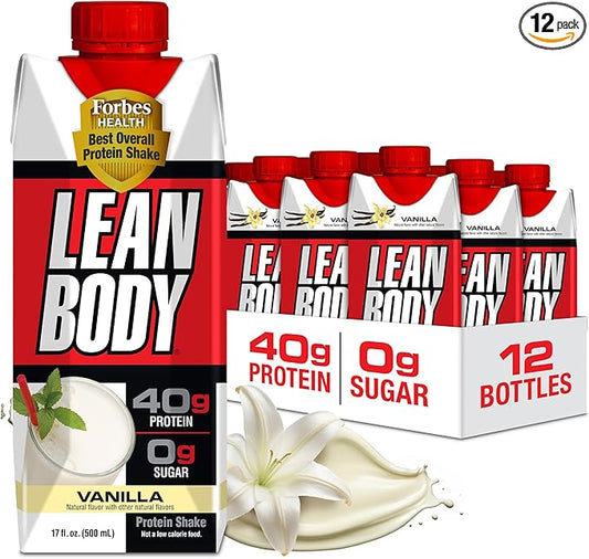 Lean Body Ready-to-Drink Vanilla Protein Shake, 40g Protein, 0 Sugar, 22 Vitamins 17 Fl 12) LABRADA