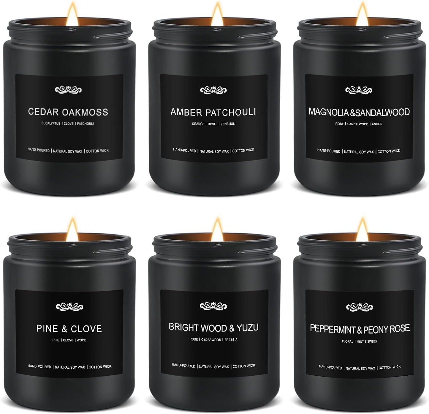 JXDLSQ 6 Pack Candles for Home Scented Aromatherapy Candles Gifts Set for Men, Men Candle Set, 42 oz 300 Hour Long Lasting Candles, Gifts for Mens, Birthday, Anniversary Present