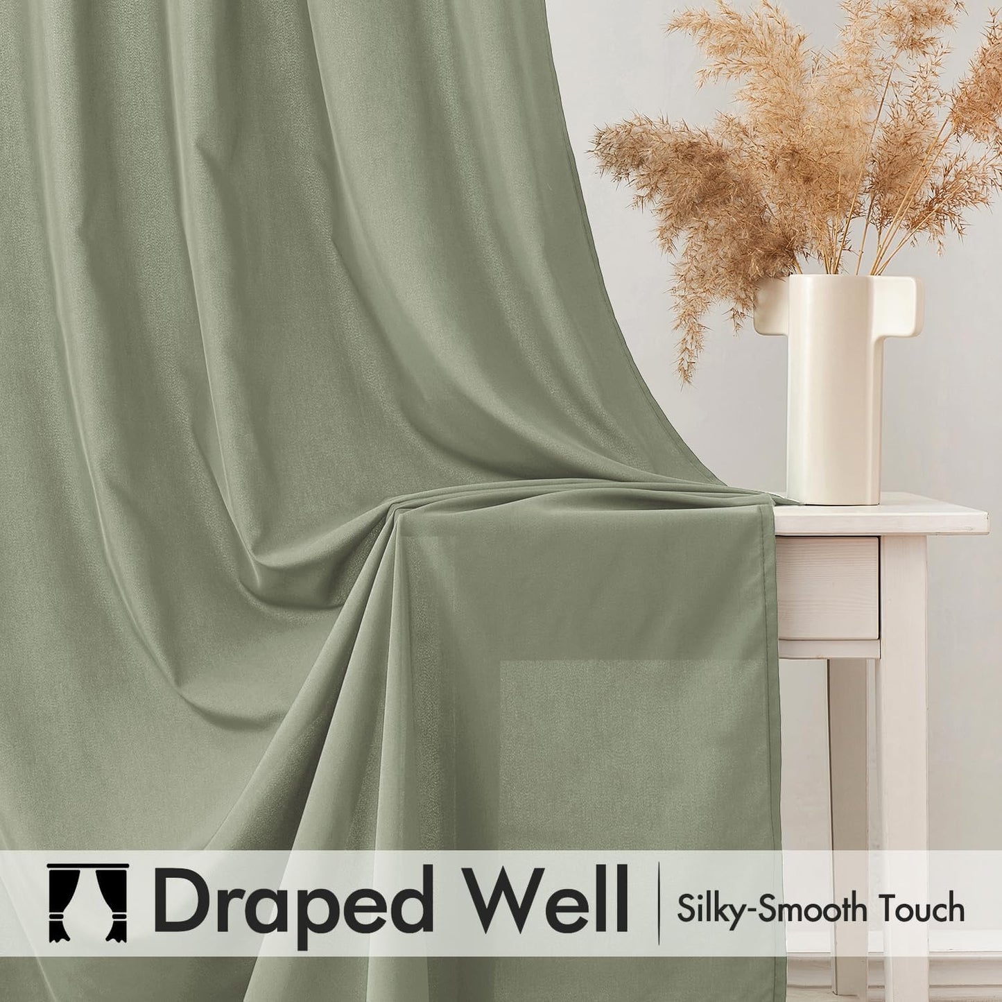 MIULEE Sage Green Privacy Sheer Curtains That Let Light in 72 Inches Long Non-See-Through Semi Sheer Curtain Light Filtering Window Curtains Drapes for Living Room Bedroom 2 Panels Set 42 X 72