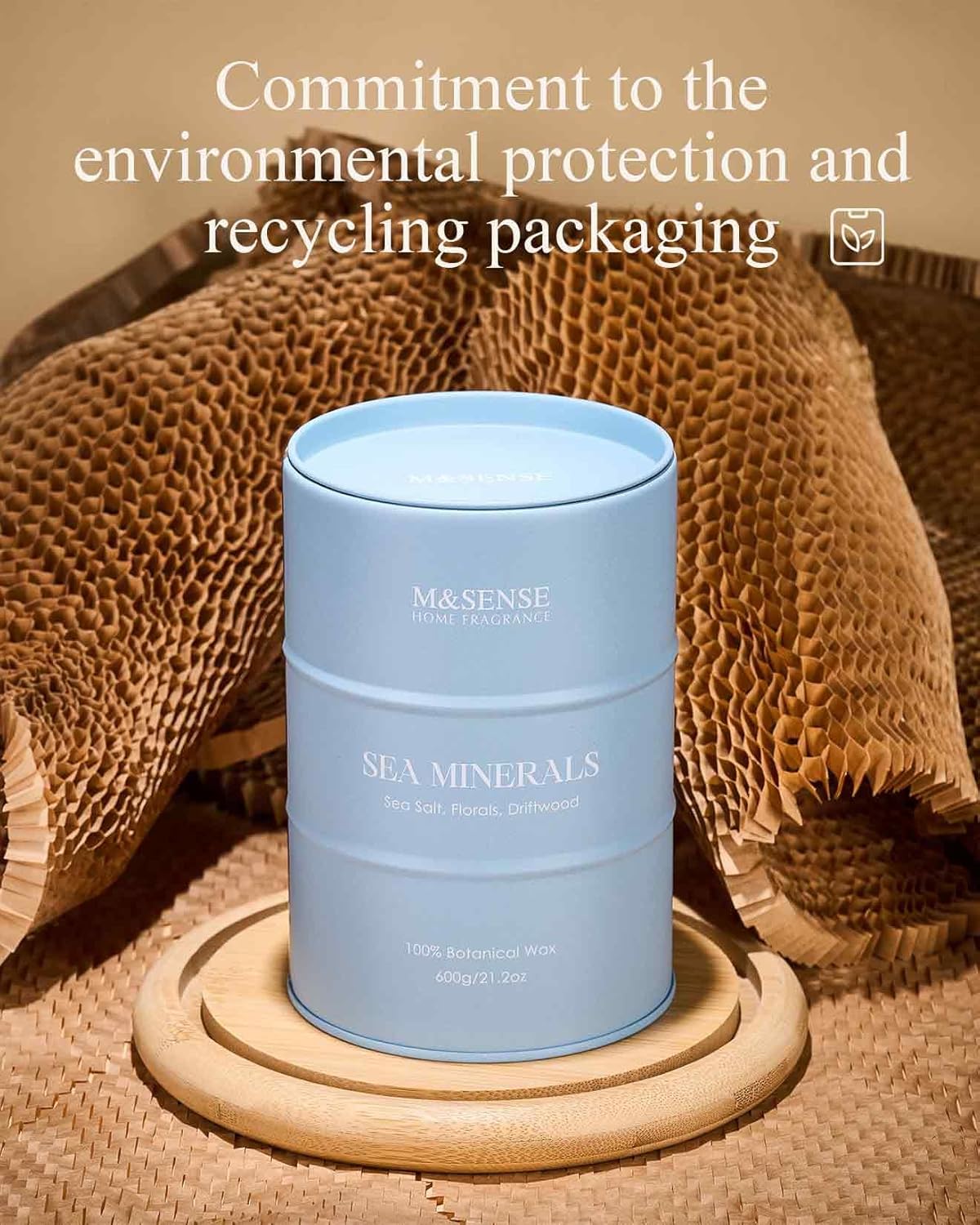 M&SENSE Sea Minerals Scented Candles Ocean Large, Natural Soy Candles 21.2oz 120 Hour Slow Burning,Coconut Candles for Stress Relief Meditation Relaxing,Summer Soy Candle.