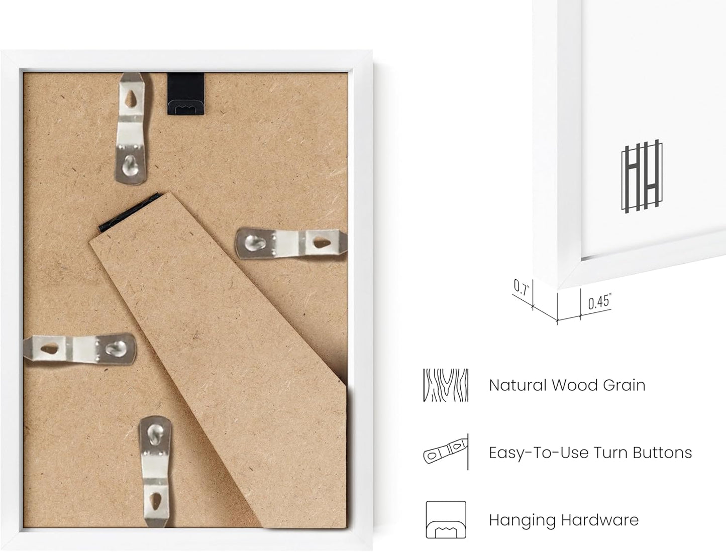 HAUS AND HUES 5x7 White Metal Picture Frames - Bulk Frames 5X7 - Features Premium Aluminum, Vertical Hanging, Easel Back for Tabletop, Home, Office (5x7 in, White, Set of 15)