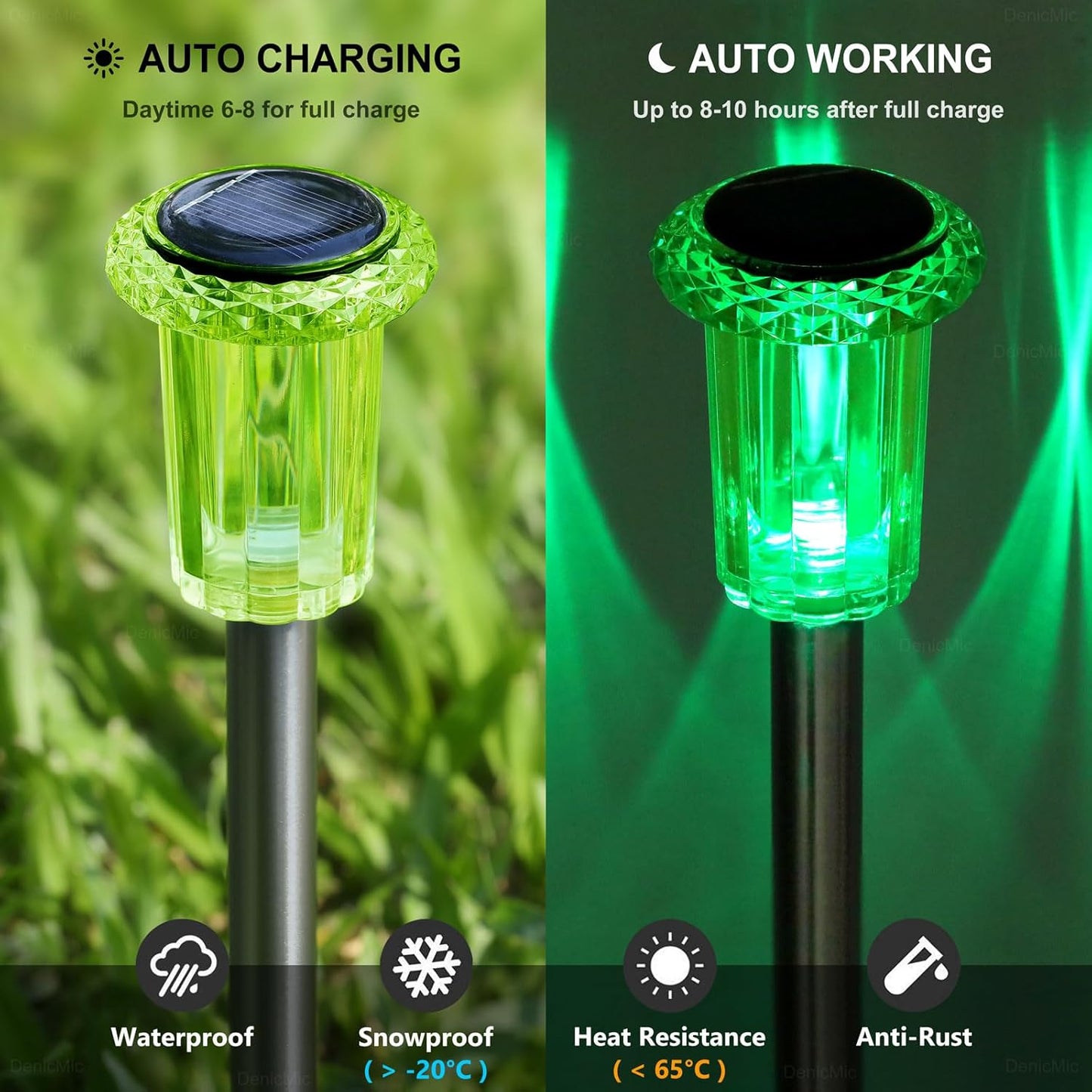 DenicMic Halloween Solar Lights Outdoor 10 Pack Green LED Waterproof Yard Garden Patio Backyard Pathway Walkway Landscape Lawn Outside Halloween Decorations Outdoor