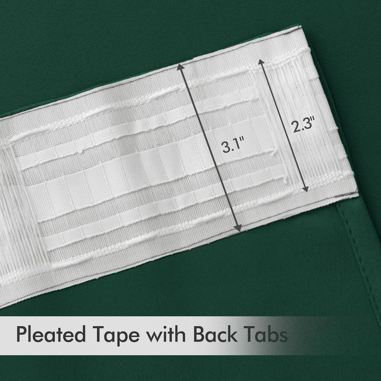 MIULEE Hunter Green Back Tab Blackout Curtains 102 Inch Long 2 Panels Set for Living Room Bedroom, Rod Pocket/Pinch Pleated Thermal Insulated Room Darkening Floor to Ceiling Window Drapes