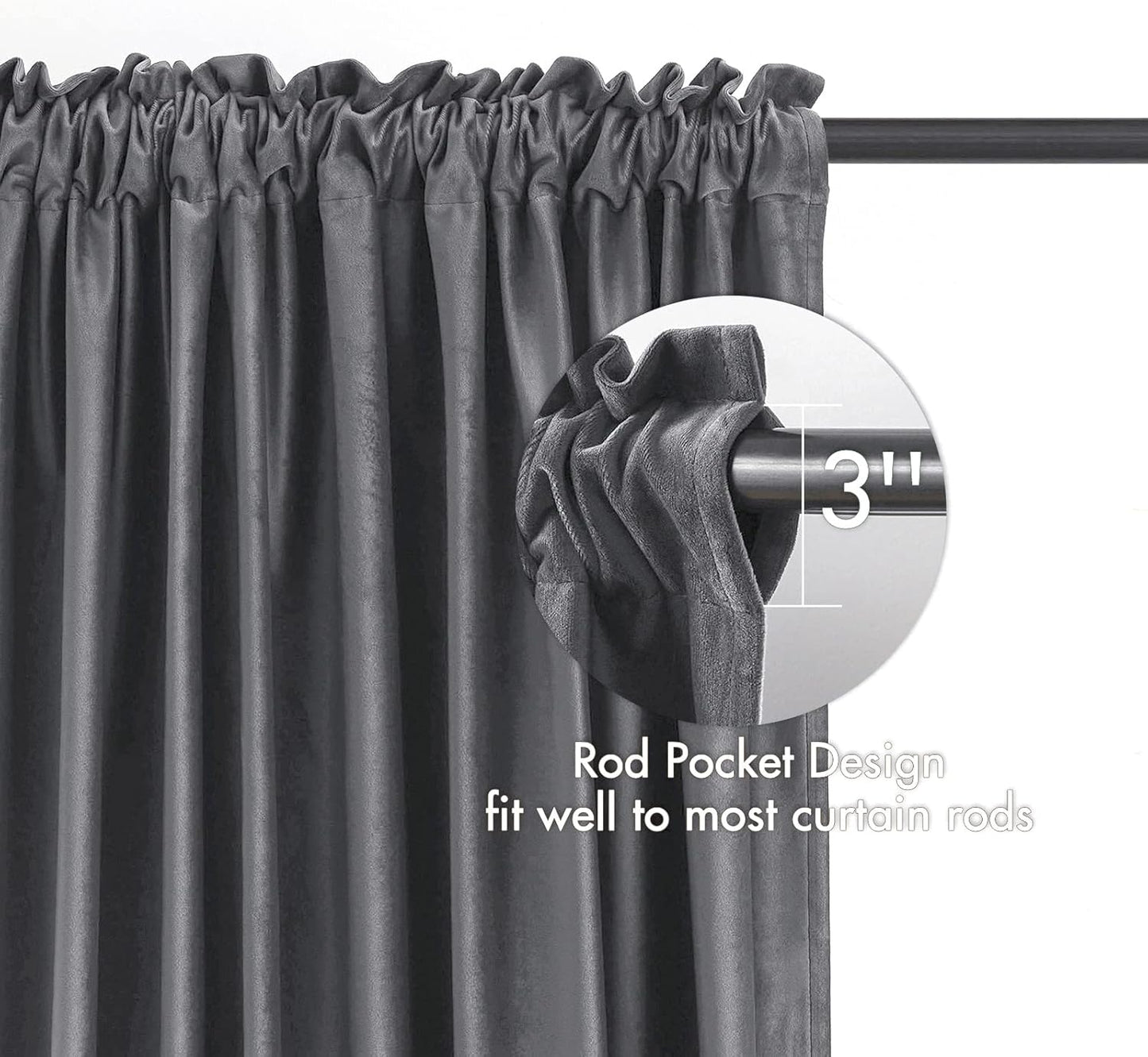 MIULEE Grey Velvet Curtains Thermal Insulated Blackout Curtain Drapes for Bedroom Living Room Darkening 84 Inches Long Curtains Panels Rod Pocket Set of 2