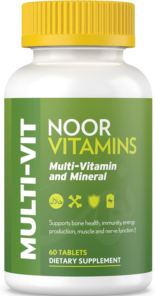 Noor Vitamins Halal Vitamins, Daily Multivitamin, 30 Vitamins B12, C, (2 Month