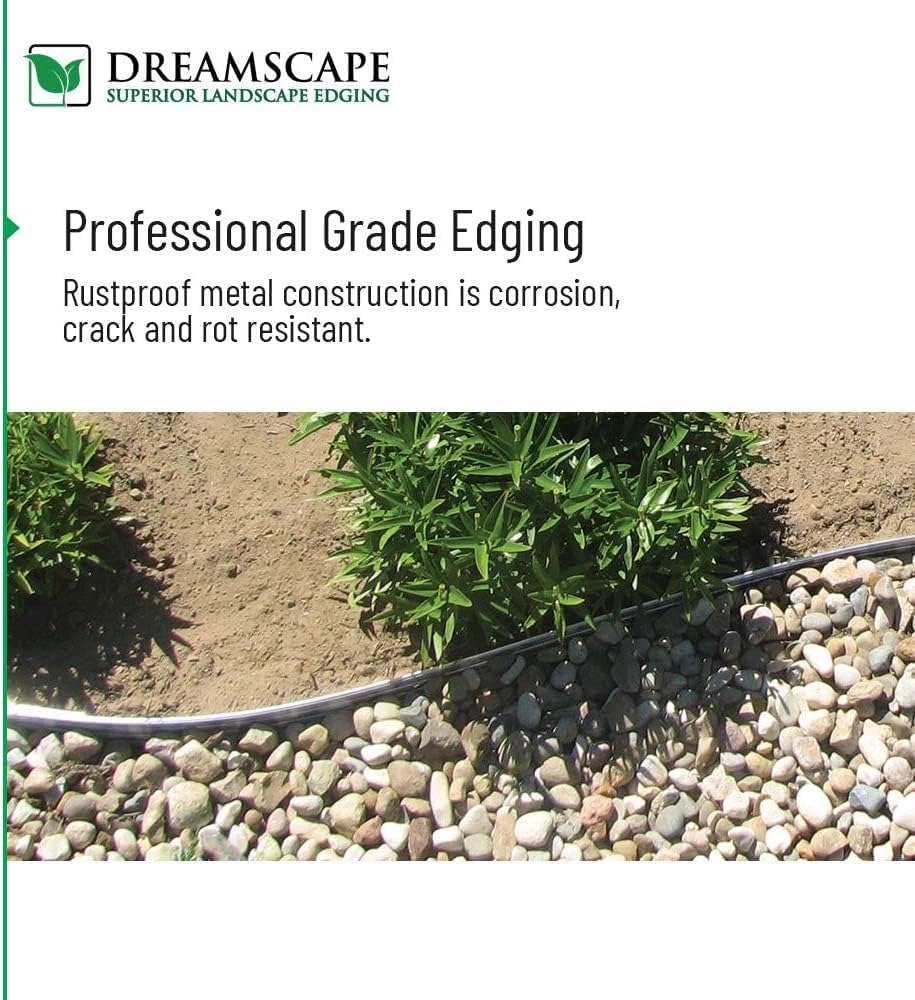 Dreamscape E-Z Edge Aluminum Landscape Edging - 8 Strips, 6ft Each (48ft Total), Black - Professional Quality Landscaping Border, Metal Divider for Lawn, Garden, Flowerbed…