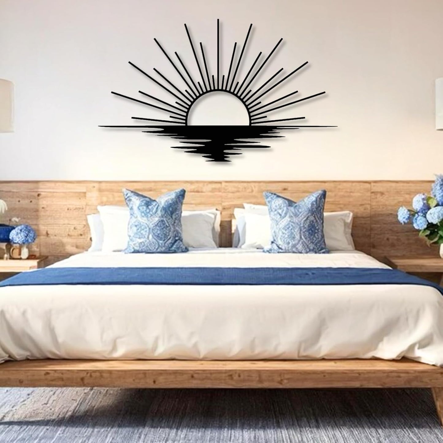 Sunrise Metal Wall Art, Metal Sun Wall Decor, Metal Sun Outdoor Decor, Large Metal Sun Wall Art, Sun Wall Art, Boho Sun Wall Art, Sunshine Metal Sign, Living Room Bedroom Wall Hangings (Gold, 39"x 23"| 100x59cm )