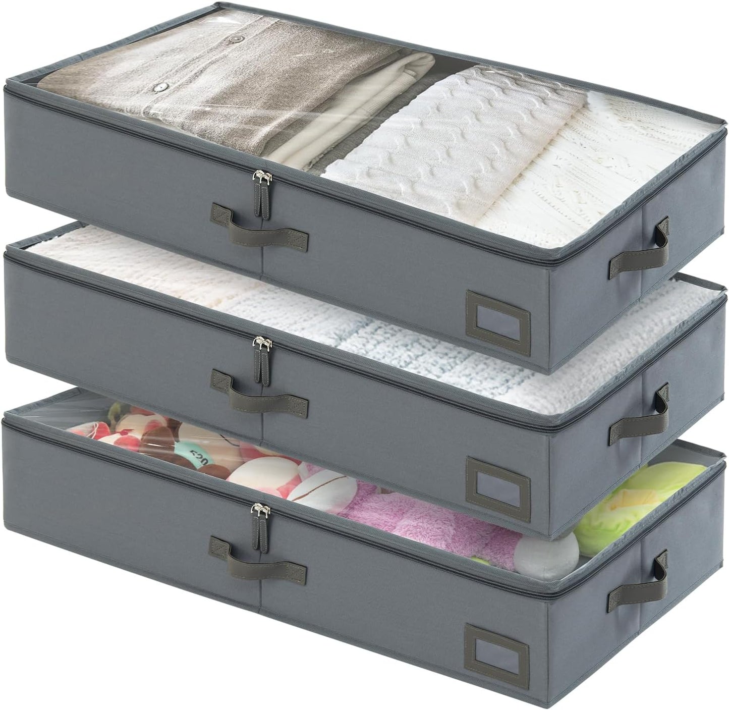 6-Inch Under Bed Organizer, Under Bed Storage Container, Under Crib/Couch Storage, Underbed Storage Box for Seasonal Clothing, Sweaters, Shoes, Blankets, Wrapping Paper & Toys 33" L×17" W×6" H