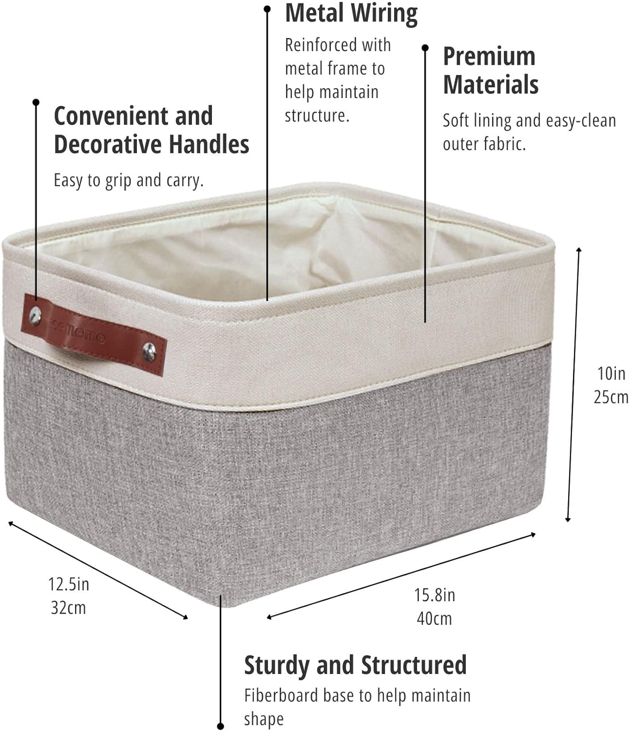 DECOMOMO Storage Baskets for Shelves - Fabric Closet Organizers and Storage Bins, Perfect Baskets for Organizing Closet Toys Nursery (Grey and White, XL - 4 Pack)