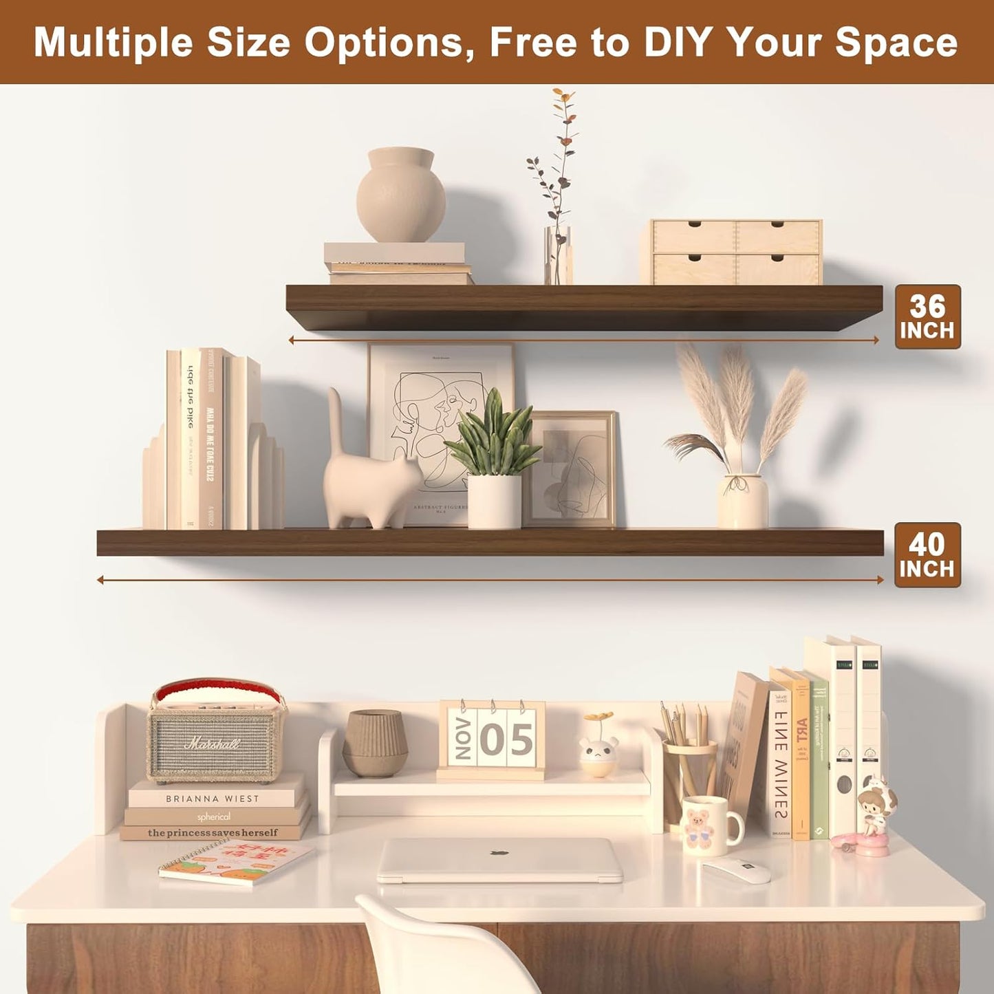 12 Inch Deep Floating Shelves for Wall 1 Pack Floating Shelves Large Storage Space Wall Mount Shelf for Living Room Kitchen Bathroom 30" W x 12" D x 1.2" H Rustic Brown