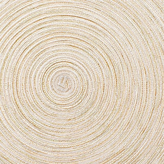 AHHFSMEI Round Braided Placemats Set of 8 Round Table Mats for Dining Tables Natural Woven Heat Resistant Place mats 15 Inch(Beige,8)
