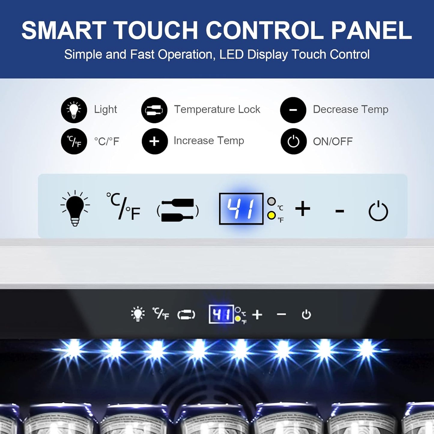Tylza Outdoor Beverage Refrigerator 24 Inch, Stainless Steel Under Counter Beverage Cooler, 190 Cans Beer Fridge Built-in and Freestanding Beverage Fridge