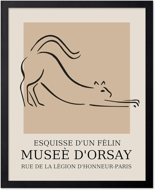 Poster Master Vintage Poster - Retro Cat Print - Line Drawing Art - Sketch Art - Gift for Boys, Girls & Animal Lover - Cute Decor for Bedroom, Kid's Room or Nursery - 11x14 UNFRAMED Wall Art