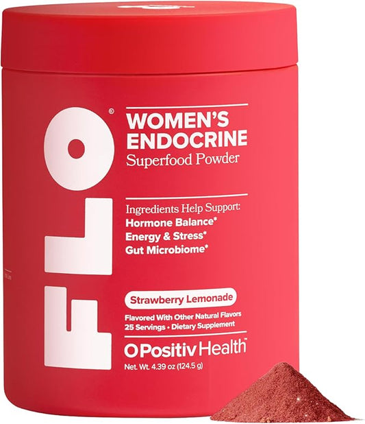 FLO Women’s Endocrine Superfood Powder – Supports Healthy Cortisol Levels, Hormonal Balance, Thyroid & Gut Health – Multivitamin Plus Rhodiola, DIM, Myo-Inositols, Red Superfood – 25 Servings